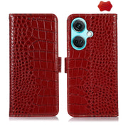 For OnePlus Nord CE3 5G Crocodile Top Layer Cowhide Leather Phone Case(Red)