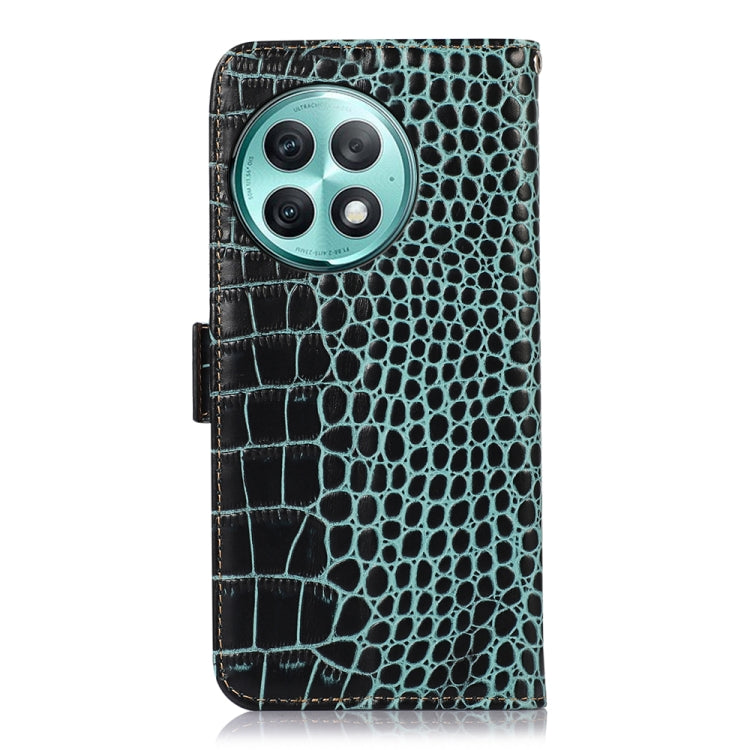 For OnePlus Ace 2 Pro Crocodile Top Layer Cowhide Leather Phone Case(Green)
