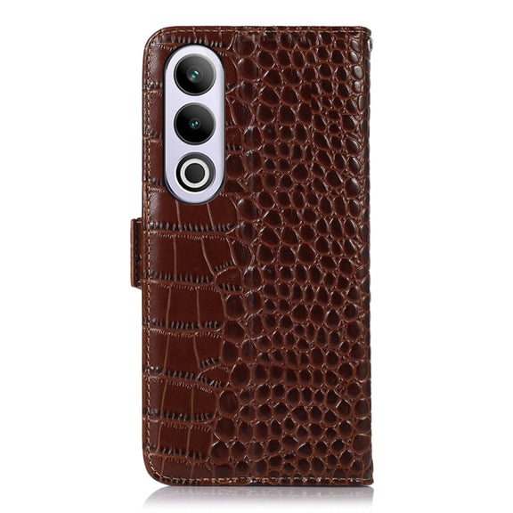 For OnePlus Nord CE4 5G Global Crocodile Top Layer Cowhide Leather Phone Case(Brown)