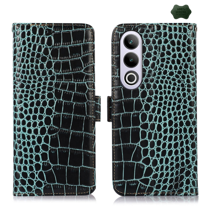 For OnePlus Nord CE4 5G Global Crocodile Top Layer Cowhide Leather Phone Case(Green)