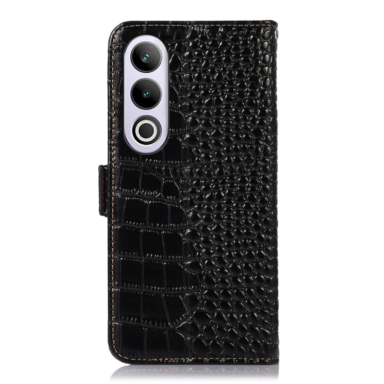 For OnePlus Nord CE4 5G Global Crocodile Top Layer Cowhide Leather Phone Case(Black)