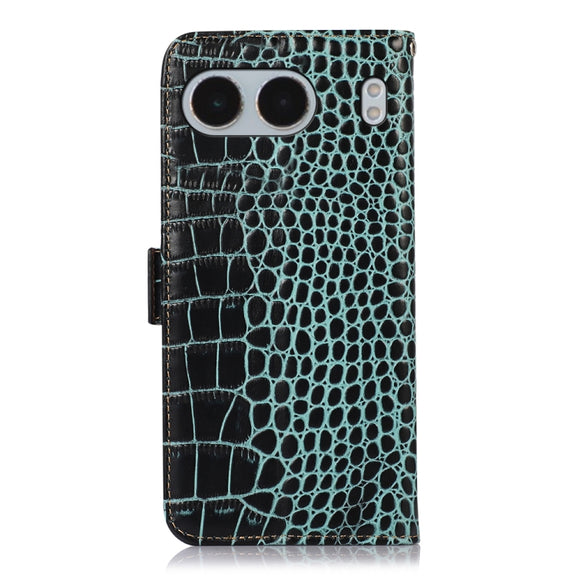 For OnePlus Nord 4 Crocodile Top Layer Cowhide Leather Phone Case(Green)