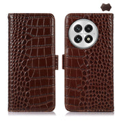 For OnePlus Nord 13 Crocodile Top Layer Cowhide Leather Phone Case(Brown)