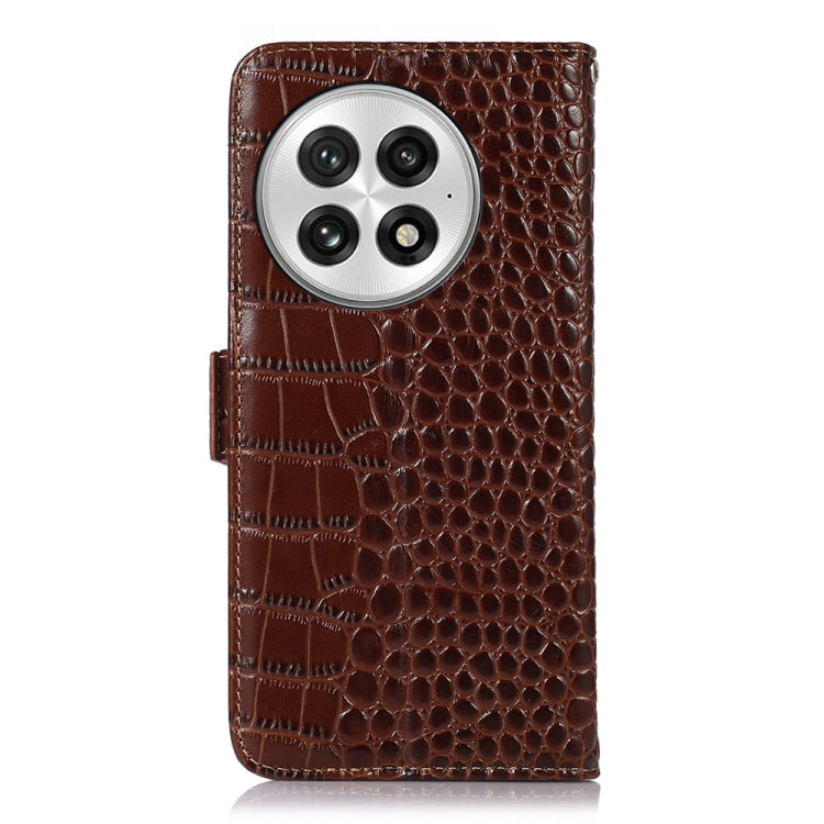 For OnePlus Nord 13 Crocodile Top Layer Cowhide Leather Phone Case(Brown)