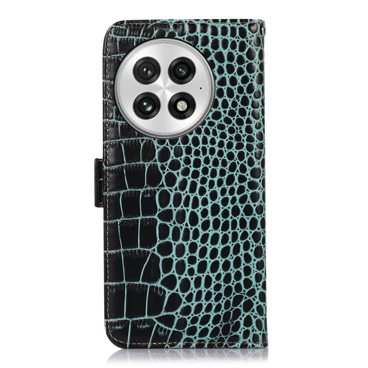 For OnePlus Nord 13 Crocodile Top Layer Cowhide Leather Phone Case(Green)