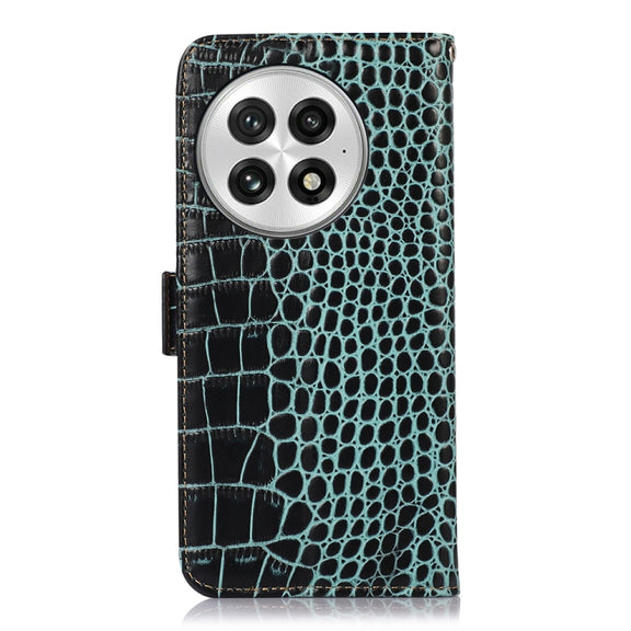 For OnePlus Nord 13 Crocodile Top Layer Cowhide Leather Phone Case(Green)