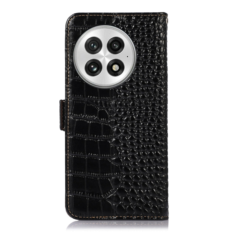 For OnePlus Nord 13 Crocodile Top Layer Cowhide Leather Phone Case(Black)