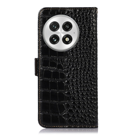 For OnePlus Nord 13 Crocodile Top Layer Cowhide Leather Phone Case(Black)