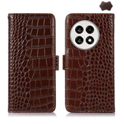 For OnePlus Ace 5 Pro / Ace 5 Crocodile Top Layer Cowhide Leather Phone Case(Brown)