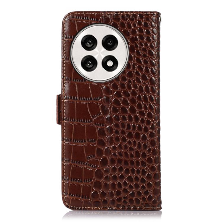 For OnePlus Ace 5 Pro / Ace 5 Crocodile Top Layer Cowhide Leather Phone Case(Brown)