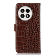 For OnePlus Ace 5 Pro / Ace 5 Crocodile Top Layer Cowhide Leather Phone Case(Brown)