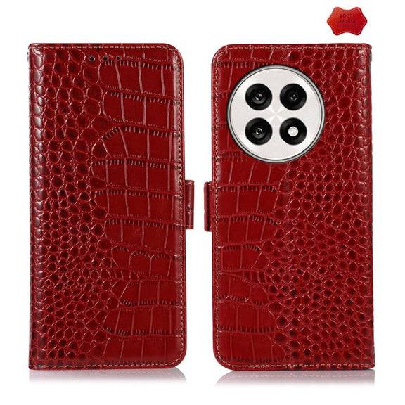 For OnePlus Ace 5 Pro / Ace 5 Crocodile Top Layer Cowhide Leather Phone Case(Red)