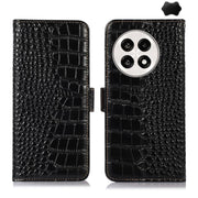 For OnePlus Ace 5 Pro / Ace 5 Crocodile Top Layer Cowhide Leather Phone Case(Black)