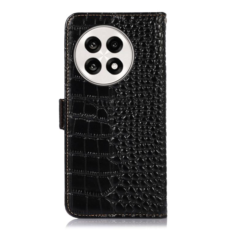For OnePlus Ace 5 Pro / Ace 5 Crocodile Top Layer Cowhide Leather Phone Case(Black)