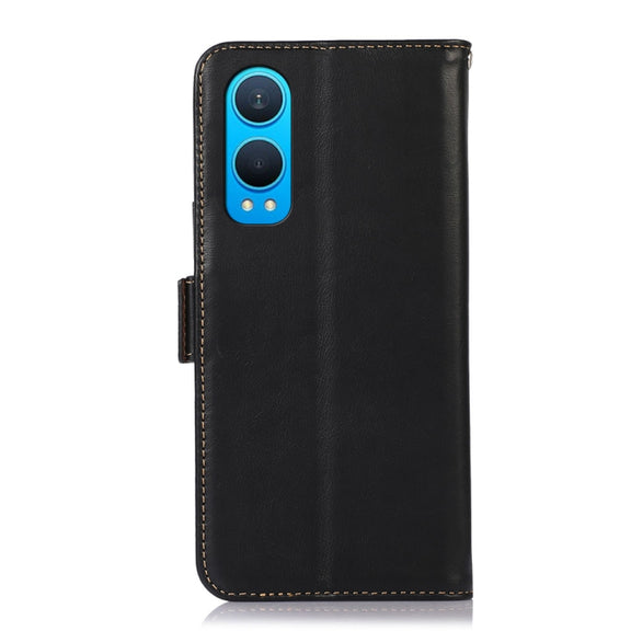 For OnePlus Nord CE4 Lite Magnetic Crazy Horse Texture Genuine Leather RFID Phone Case(Black)
