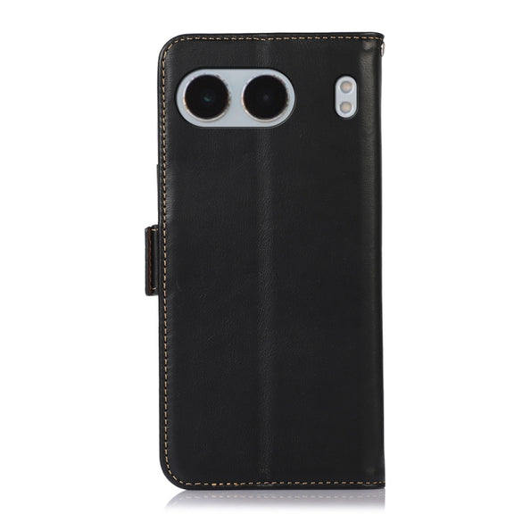 For OnePlus Nord 4 Magnetic Crazy Horse Texture Genuine Leather RFID Phone Case(Black)