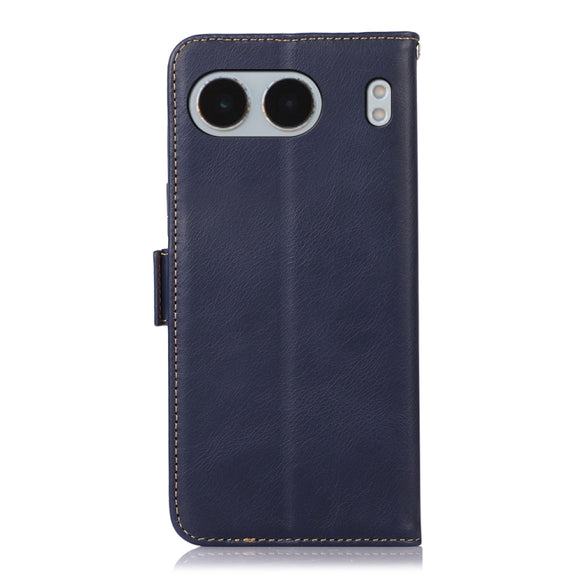 For OnePlus Nord 4 Magnetic Crazy Horse Texture Genuine Leather RFID Phone Case(Blue)