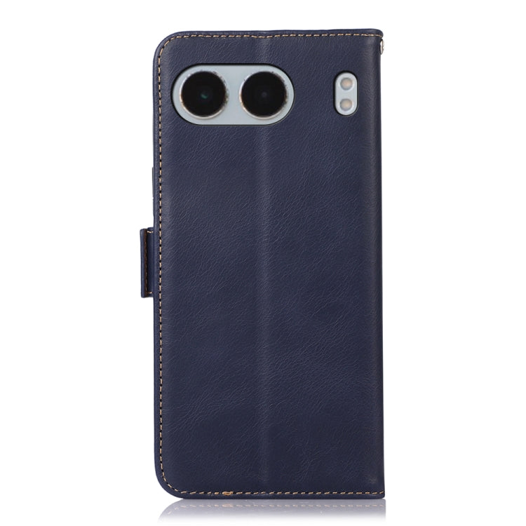 For OnePlus Nord 4 Magnetic Crazy Horse Texture Genuine Leather RFID Phone Case(Blue)