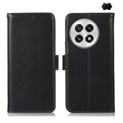 For OnePlus Nord 13 Magnetic Crazy Horse Texture Genuine Leather RFID Phone Case(Black)