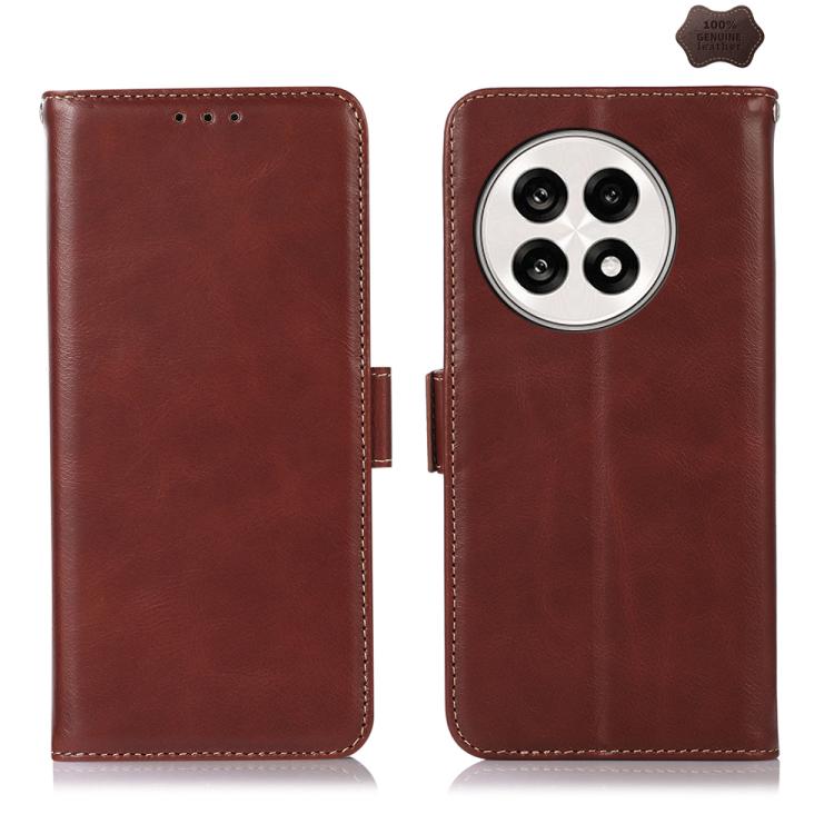 For OnePlus Ace 5 Pro / Ace 5 Magnetic Crazy Horse Texture Genuine Leather RFID Phone Case(Brown)
