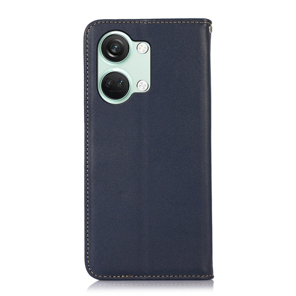 For OnePlus Nord 3 / Ace 2V KHAZNEH Nappa Top Layer Cowhide Leather Phone Case(Blue)