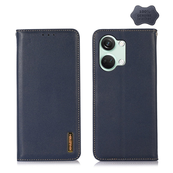 For OnePlus Nord 3 / Ace 2V KHAZNEH Nappa Top Layer Cowhide Leather Phone Case(Blue)