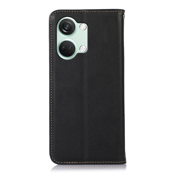 For OnePlus Nord 3 / Ace 2V KHAZNEH Nappa Top Layer Cowhide Leather Phone Case(Black)