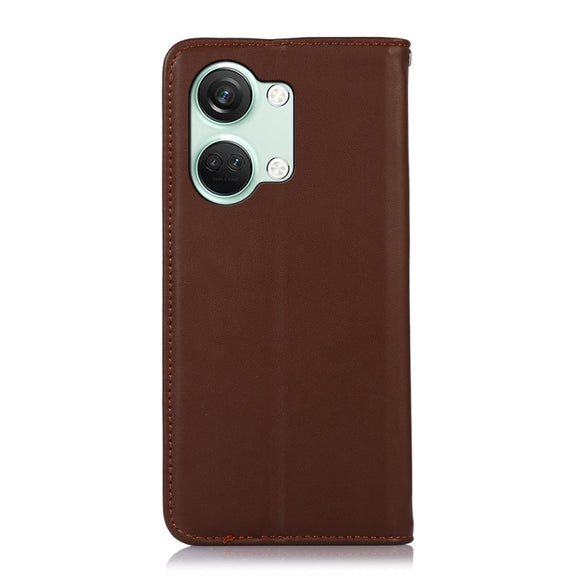 For OnePlus Nord 3 / Ace 2V KHAZNEH Nappa Top Layer Cowhide Leather Phone Case(Brown)