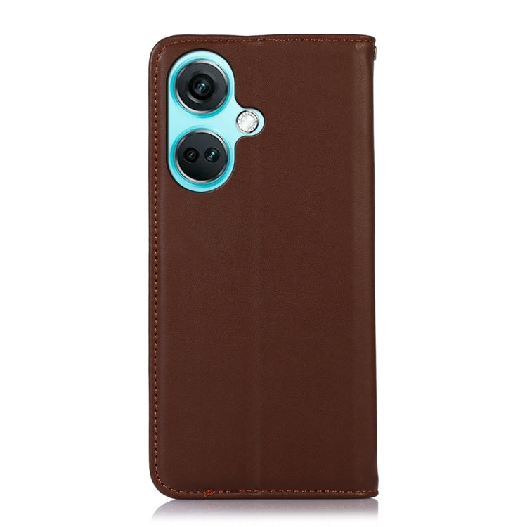 For OnePlus Nord CE3 5G KHAZNEH Nappa Top Layer Cowhide Leather Phone Case(Brown)