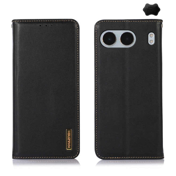 For OnePlus Nord 4 KHAZNEH Nappa Top Layer Cowhide Leather Phone Case(Black)