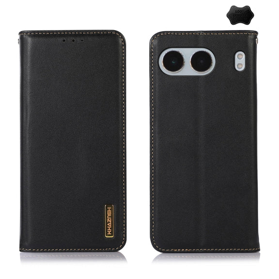 For OnePlus Nord 4 KHAZNEH Nappa Top Layer Cowhide Leather Phone Case(Black)