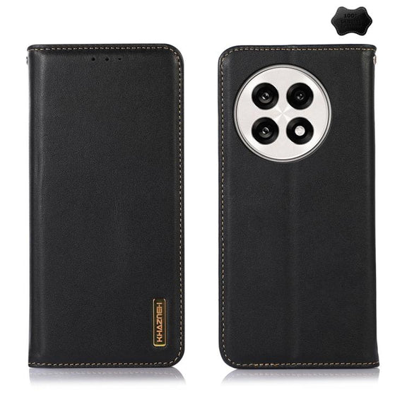 For OnePlus Ace 5 Pro / Ace 5 / 13R KHAZNEH Nappa Top Layer Cowhide Leather Phone Case(Black)