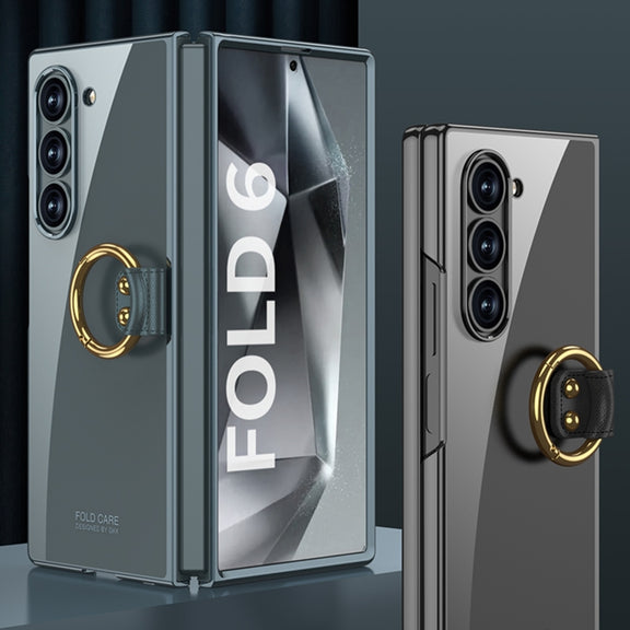 For Samsung Galaxy Z Fold6 GKK Electroplating Phone Case with Ring(Black)