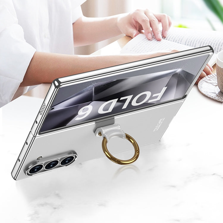 For Samsung Galaxy Z Fold6 GKK Electroplating Phone Case with Ring(Black)