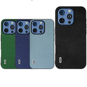 For iPhone 16 Pro Max ABEEL Black Edge Genuine Leather Mino Phone Case(Royal Blue)