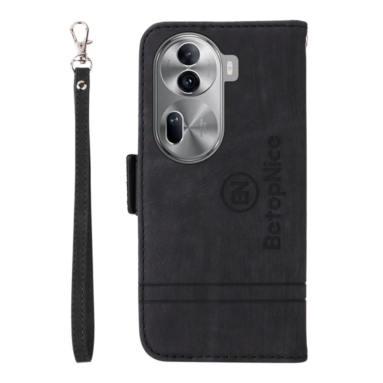 For OPPO Reno11 Pro 5G Global BETOPNICE Dual-side Buckle Leather Phone Case(Black)