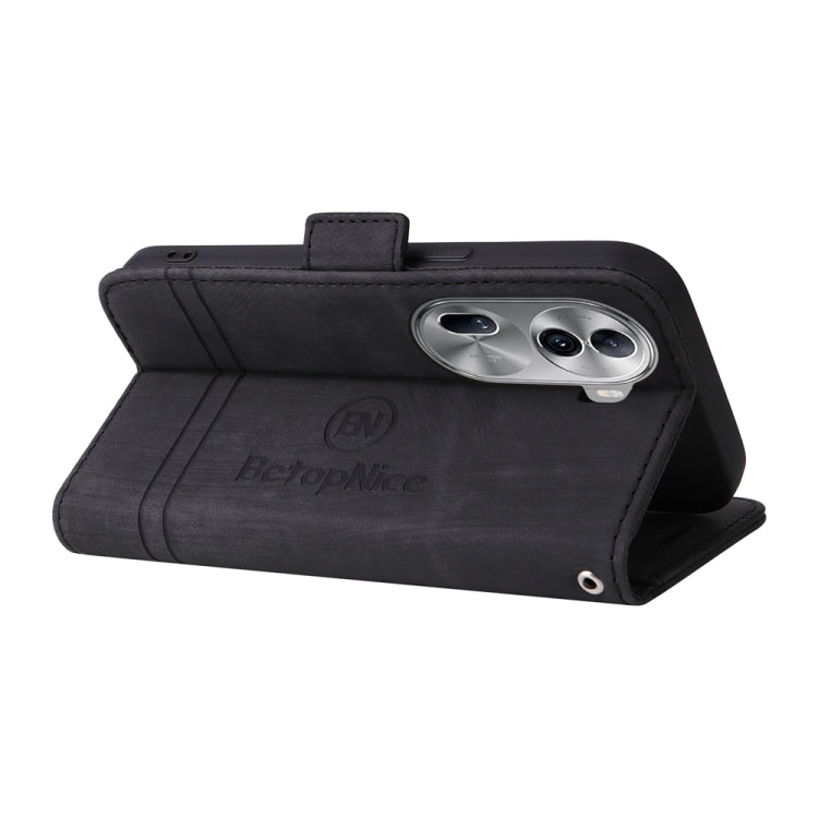 For OPPO Reno11 Pro 5G Global BETOPNICE Dual-side Buckle Leather Phone Case(Black)