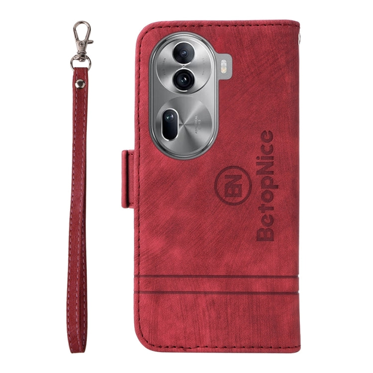 For OPPO Reno11 Pro 5G Global BETOPNICE Dual-side Buckle Leather Phone Case(Red)