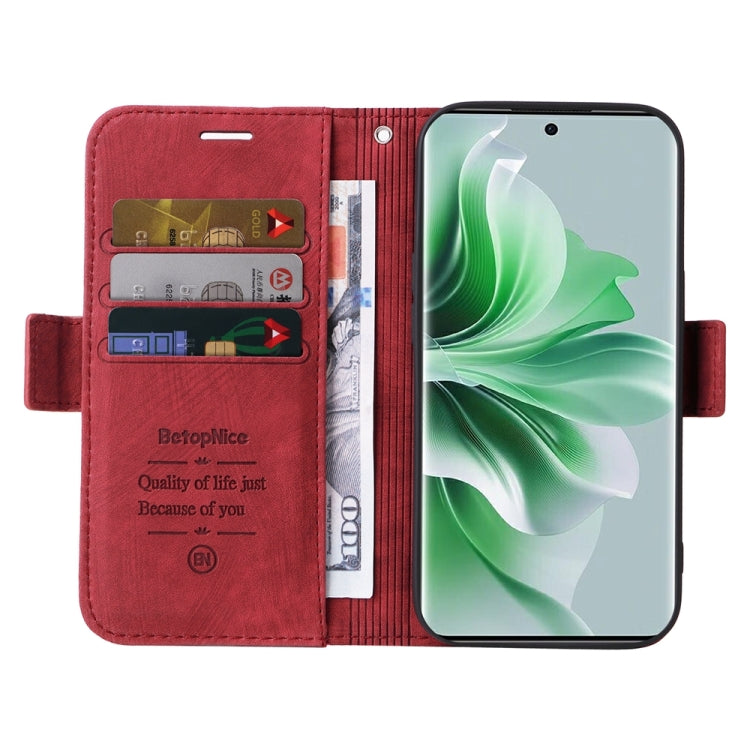 For OPPO Reno11 Pro 5G Global BETOPNICE Dual-side Buckle Leather Phone Case(Red)