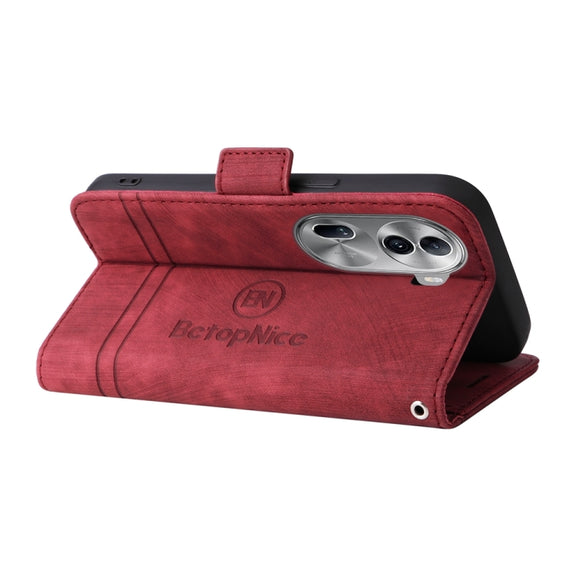 For OPPO Reno11 Pro 5G Global BETOPNICE Dual-side Buckle Leather Phone Case(Red)