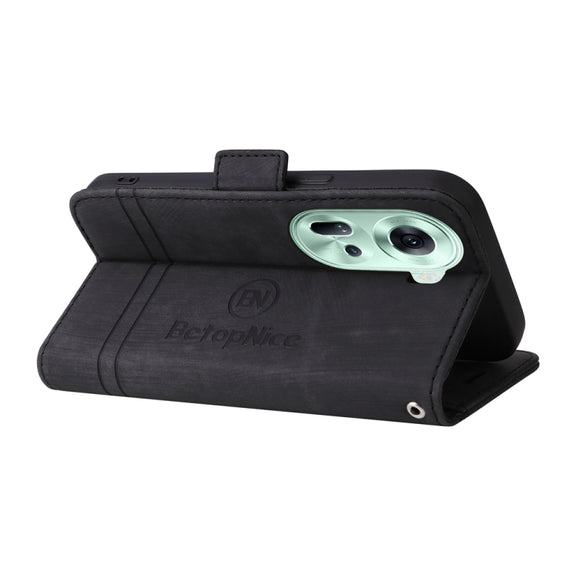 For OPPO Reno11 5G Global BETOPNICE Dual-side Buckle Leather Phone Case(Black)