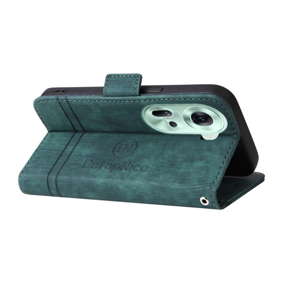 For OPPO Reno11 5G Global BETOPNICE Dual-side Buckle Leather Phone Case(Green)