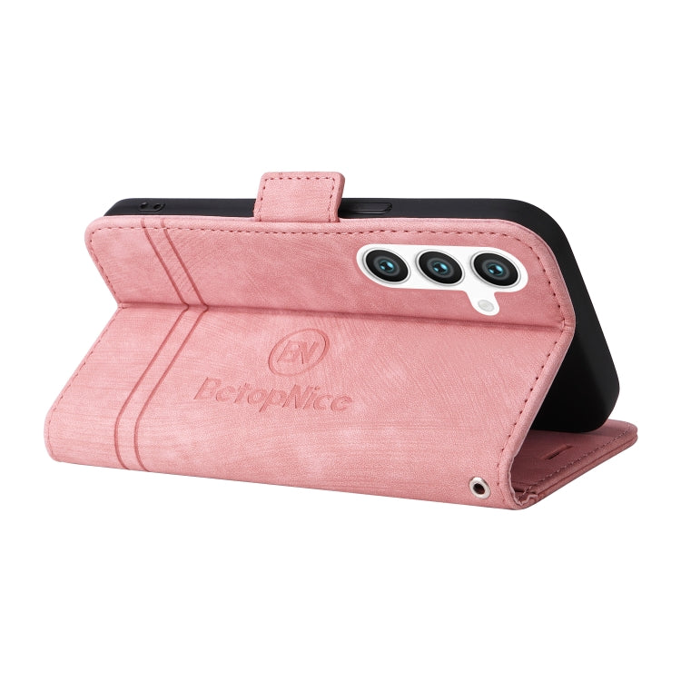 For Samsung Galaxy S24 BETOPNICE Dual-side Buckle Leather Phone Case(Pink)