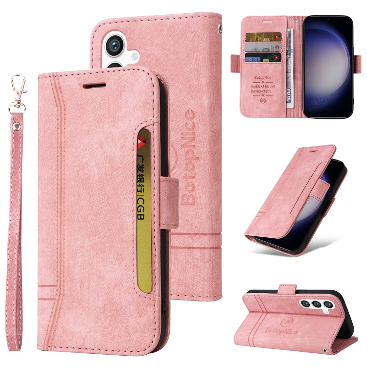 For Samsung Galaxy S24+ BETOPNICE Dual-side Buckle Leather Phone Case(Pink)