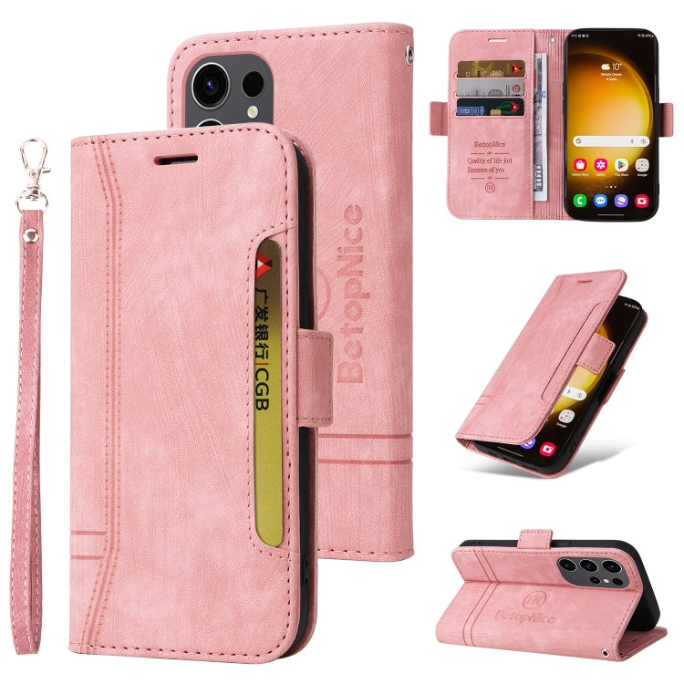 For Samsung Galaxy S24 Ultra BETOPNICE Dual-side Buckle Leather Phone Case(Pink)