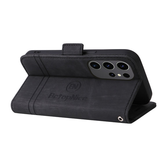 For Samsung Galaxy S24 Ultra BETOPNICE Dual-side Buckle Leather Phone Case(Black)