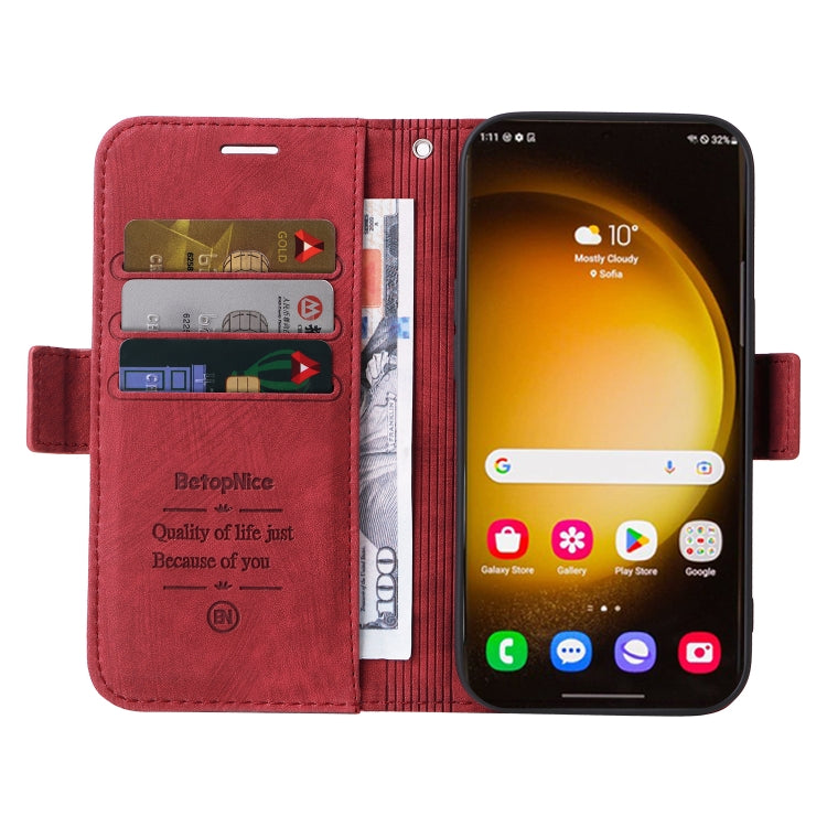 For Samsung Galaxy S24 Ultra BETOPNICE Dual-side Buckle Leather Phone Case(Red)