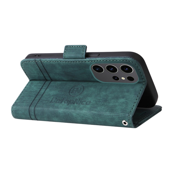 For Samsung Galaxy S24 Ultra BETOPNICE Dual-side Buckle Leather Phone Case(Green)