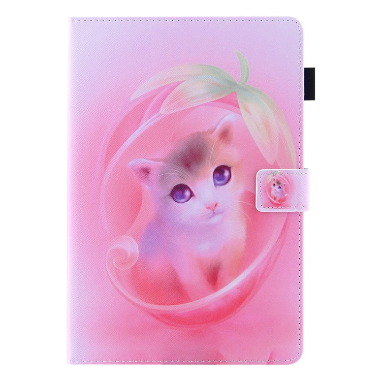 For Amazon Fire Max 11 2023 Colored Drawing Leather Smart Tablet Case(Pink Cat)