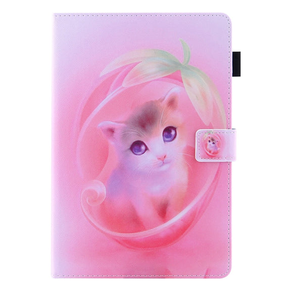 For Amazon Fire Max 11 2023 Colored Drawing Leather Smart Tablet Case(Pink Cat)